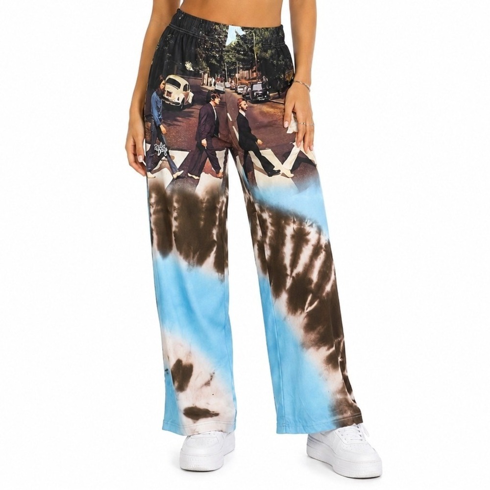 The Beatles Abbey Road Lounge Pajama Pants L Tie Dye Wide Leg American Mills New